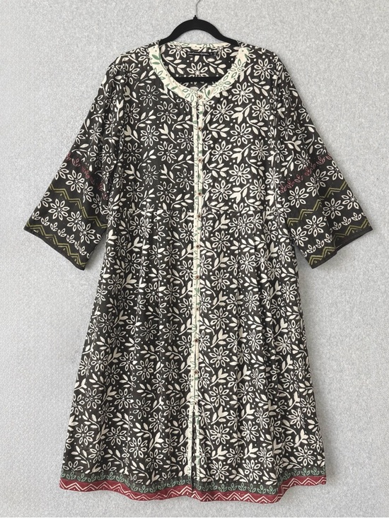 Gudrun Sjoden Dresses & Skirts - Gudrun Sjoden Dress Size Medium Oversized Floral Button Front Lagenlook Kaftan